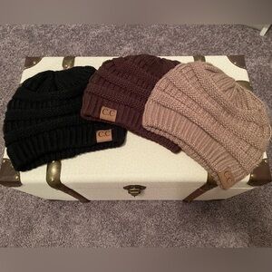 C.C BEANIE BUNDLE OF 3 NEUTRAL BEANIES